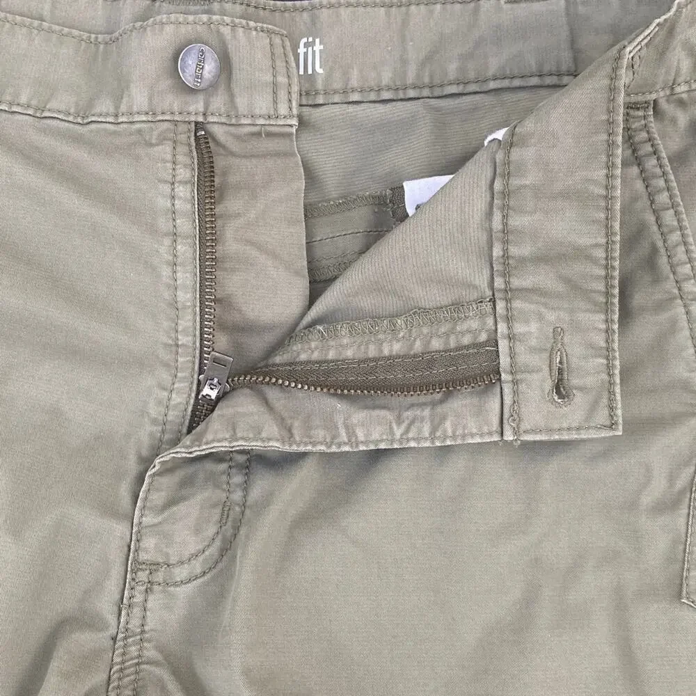Carhartt Khaki Green Mens Size 40 Zip Pockets Button Closure Casual Shorts